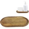 FloraMolly Portasapone Doccia per sapone, forma lunga Bordi rialzati Retro Brown Piatto di sapone in legno Vassoio multifunzionale per bottiglia di sapone