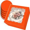 Gcardist - Set di 5 scatole per torte con finestra e 5 sottotorta rotondi da 20,3 cm, contenitori per torte (20,3 x 20,3 x 12,7 cm, arancione)