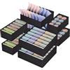 Zosenyer Organizer Armadio Cassetti Intimo, Set di 8 Organizer per Biancheria Intima in Tessuto Non Tessuto, Pieghevole Organizzatore Divisori da Cassetti per Reggiseni Calze Cravatte Nero