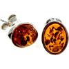 SilverAmber Jewellery M637C - Orecchini a perno ovali in argento Sterling 925, con ambra baltica color cognac, Pietra, ambra