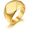 GoldChic Anello Uomo Acciaio Anello Sigillo Rombo Uomo Anello Oro Uomo Misura 22,25 Regalo per Uomo Padre Ragazzo Anello Uomo Acciaio Inossidabile