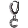 Remo Gammella Orecchini cerchio piccoli argento 925, orecchini donna singolo mono orecchino lettera mini hoops argento e zirconi (C)