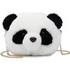 LOXOMU Borsa Kawaii da donna, graziosa borsa a tracolla in peluche morbido Lolita, borsa a tracolla con tracolla a catena, Panda nero, Small