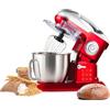 Avilia Robot da Cucina Multifunzione con 10 Velocità e 3 Accessori Inclusi - Impastatrice Planetaria con Ciotola da 8L e Motore da 1900W, Ideale per Pizza e Pane, Rossa
