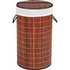 Wenko 17771100 Cesto Portabiancheria Bamboo con Sacco per la Biancheria Sporca, Bambù, 35 x 60 x 35 cm, Marrone Scuro