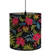 FANSU Paralume E27 Paralume in Tessuto Vintage Fiori Stampa Lampadario Copertura Lampada Accessori Luce Sostituibile Lampada Tavolo Lampada Comodino Paralume a Tamburo (Nero elegante,30x30x30cm)
