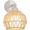 LIGKIN Lampade da Parete Vintage E27 Applique Paralume a Gabbia Design Rotante Lampada da Soffitto Rattan Applique da Parete Retrò per Corridoio, Scala, Cucina, Bianco