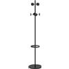 HOMCOM Appendiabiti da Terra con 8 Ganci in Metallo, Attaccapanni da Ingresso e Corridoio con Portaombrelli, Ø34 x 177cm, Nero