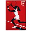 A.S. Création DD131978 - Stampa su tela, motivo: tennisti, in rosso, giallo, 50 x 75 cm