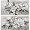 DRW Quadro su Tela con Fiori Dipinti a Mano in Bianco e Verde, 120 x 3 x 60 cm, Medidas: 120x3x60cm