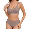 Tuopuda Donna Reggiseno Senza Ferretto Reggiseni Senza Cuciture Push Up Comodo Reggiseno Imbottito Spalline Regolabili Senza Schienale Comfort Intimo Bralette con Mutande, Nero, S