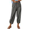 Joligiao Pantaloni di Lino da Donna Pantaloni Estivi Donna 7/8 Pantaloni Allentati Comodi Pantaloni Leggeri con Tasche Pantaloni Casual da Spiaggia a Vita Alta Pantaloni di Lino (Nero,XL)