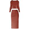 LZPCarra Tuta da donna in maglia a maniche lunghe, set da due pezzi, gonna a maniche lunghe, 2 pezzi, a maglia lunga, 2 pezzi, con gonna a maglia, per il tempo libero, a maniche lunghe, Colore: rosso, L