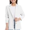 Generisch 2025 - Giacca blazer da ragazza, maniche lunghe, collo a risvolto con tasca interna, aperto davanti abito casual blazer per bambini T Shirt equitazione ragazza, bianco, 9-10 Anni