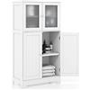 Giantex Mobile da bagno con 4 ante e ripiano regolabile a 3 livelli, cassettiera in legno con maniglia amichevole, adatta per WC, ingresso, soggiorno e cucina, bianco, 60 x 30 x 109 cm