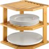 Bambüsi Scaffale angolare rustico in bambù a 3 ripiani, organizer per cucina e bagno, piano di lavoro e armadietti
