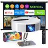 EVARY 4K Proiettore Portatile Home Cinema Proiettore TV 360° Rotabile Staffa WiFi 6 Bluetooth 5.2 Correzione Trapezoidale Focus Elettrico Videoproiettore Compatibile con TV/USB/laptop/HDMI/iOS/Smartphone