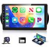 Podofo Autoradio per Citroen Nemo/Peugeot Bipper/Fiat Fiorino Qubo 2008-2017, Schermo tattile da 10,1 2+64G Carplay Senza fili Android Auto Bluetooth/Link a specchio/GPS/WiFi/FM+Telecamera posteriore