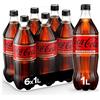 Coca-Cola Zero Zuccheri Zero Caffeina - 6 Bottiglie da 1 L, Tutto il Gusto Coca-Cola Senza Calorie e Senza Caffeina, in bottiglia PET 100% Riciclabile, Bevanda Analcolica con Edulcoranti