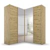 Rauch Möbel Quadra - Armadio angolare con ante sospese, 4 porte, con specchio, con 2 appendiabiti, 12 ripiani, 3 cassetti, 181 x 229 x 187 cm