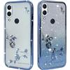 BAOJAY Compatibile per Samsung Galaxy A20E Silicone Case [Glitter Bling Cover Glitter Clear View,Custodia Trasparente Antiurto regali per ragazze e signoreo-blu