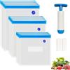 O2frepak confezione da 15 sacchetti sottovuoto riutilizzabili,senza BPA,3 misure,con pompa e 2 clip di chiusura per la cottura sous vide e la conservazione degli alimenti(set blu)