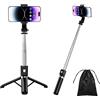 PINHEN 43'' Treppiede bastone selfie con luce,supporto treppiede stabile con telecomando Bluetooth staccabile,compatibile con iPhone 15 Pro Max/15 Plus/14/13,GoPro,Samsung,LG,Google (Black)
