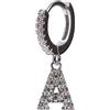 Remo Gammella Orecchini cerchio piccoli argento 925, orecchini donna singolo mono orecchino lettera mini hoops argento e zirconi (A)