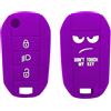 EIMINB Guscio Portachiavi Accessori Ricambi Cover Copri Chiave Telecomando Custodia in Silicone per Chiave Auto per Peugeot 208 308 3008 2008 307 per Peugeot 508 407 Expert Rifter Partner (Viola)