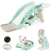 COSTWAY Scivolo Giocattolo 4 in 1 per Bambini con Cavallo a Dondolo, Canestro da Basket e Gioco degli Anelli, Set Scorrevole Multifunzione per Bambini 1-4 Anni, per Interno ed Esterno (Verde Chiaro)