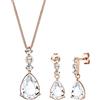 Elli PREMIUM Set di Gioielli da Donna, Goccia Nobile con Cristalli, in Argento 925, Placcato Oro Rosa