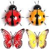 BSITSSS 2 PCS Farfalla in Metallo, Farfalle Decorative da Giardino, Decorazioni Giardino per Esterno, con 2 PCS Coccinella in Metallo Arte della Parete Decorazioni da Appendere