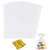 Azwood Sacchetti trasparenti per caramelle, 100 sacchetti di cellophane trasparenti, 28 x 20 cm, quadrati, con cravatte, per compleanno, Natale, feste, Candy Giveaway