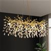ZenithBeam Lampadario Di K9 Cristallo Oro,Grandi Lampadario Soggiorno Moderno A Forma Di Ramo,Lampadari Sospensione 10 Luci Per Sala Da Pranzo Soggiorno Cucina Lobby (L100 Cm)