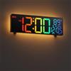 HAITANG Orologio da parete digitale grande 10'' per soggiorno, telecomando, doppio allarme, 8 colori RGB, grande display a LED, luminosità automatica, data, ora estiva automatica, temperatura