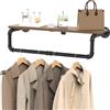 YheenLf Appendiabiti da Parete, Industriale Appendino Mensola da Muro, Armadio Ingresso, Mensole Galleggianti per Soggiorno, Corridoio, Camera da Letto, Nero, 70×26×15cm
