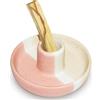 BEYLAB Porta Palo Santo, Porta incenso per Bastoncini di Palo Santo Bruciatore, Supporto per Bruciatore a Legna per Meditazione Yoga con Raccoglitore Cenere Moderno Minimalista - Beige rosso