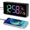 Netzu Sveglia Digitale con Temperatura e Datario, 10 Suonerie, 2 Allarmi, Snooze, 4 Luminosità, 4 Volume, 12/24 ore, Sveglia per Camera da Letto, Soggiorno, Alimentazione a Rete