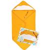 Bubabù Accappatoio neonato da ricamare, con inserto in etamine su cappuccio a triangolo MISURA 44 FORI, con filo per ricamo. Misura75x75 cm Composizione: Cotone 100% Made in Italy