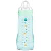 MAM Biberon Easy Active Baby Bottle 330ml, Biberon MAM per bambini attivi ergonomico e pratico, Accessori neonato 4+ mesi per l'allattamento con tettarella misura 3 piatta e simmetrica, Azzurro