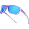 Myiaur Occhiali da sole sportivi da donna, polarizzati, montatura infrangibile, leggeri, protezione UV400, per ciclismo, corsa, pesca, A05 Lente Blu Montatura Viola Trasparente