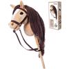 Hoppimals HOPPIHORSE-Edizione Sportiva Hobby Horse A3, Cavallo con bastone con cavezza, redini, tracolla, coda e impugnatura in silicone, Hobby horse cavallo di alta qualità in peluche in una confezione regalo