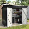 UDPATIO Capanno in metallo per esterni 246 x 121 x 181 cm, deposito da giardino, impermeabile per attrezzi, tosaerba, acciaio zincato con porta chiudibile a chiave per cortile, patio, Grigio Scuro