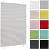 Generic Tende plissettate senza foratura - 80 x 200 cm - Grigio chiaro - tende plissettate klemmfix, tende a rullo per finestre senza foratura, tende per finestre interne, tende plissettate per finestre
