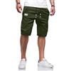 VMSUCIJ Pantaloncini Uomo Estivi Pantaloni Corti Uomo Bermuda Eleganti Casual Elasticizzati in Vita Cotone con Tasche,Verde Militare,L