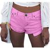 Onsoyours Pantaloncini Sexy Donna Mini Denim Shorts Jeans Corti Hot Pants per Spiaggia Estate A Rosa XS