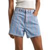 Pepe Jeans A-Line Short Uhw Stripe, Pantaloncini Donna, Blu (Denim),24W