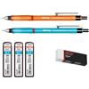 rOtring Visuclick - Set di matite meccaniche | ricariche 0,7 mm | mina 2B | fusto arancione vivace e blu