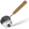 KALIONE Cucchiaio da 1/4 di tazza da 60 ml con manico in legno, in acciaio inossidabile placcato in titanio, strumento di misurazione per tè e caffè (argento), 571606_1_wtEYEGKdf