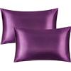 JUWENIN Federe in microfibra, effetto raso, confezione da 2 pezzi, morbide come la seta, antistatiche, resistenti agli acari della polvere (viola)